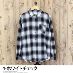 チェックシャツ メンズ ネルシャツ 無地 オンブレ マドラス 長袖 男女兼用 ユニセックス トップス フランネルシャツ カジュアルシャツ n-s18 4-ホワイトチェック