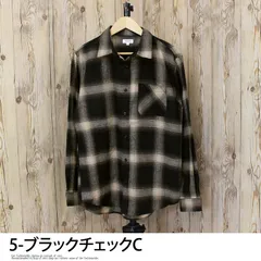 チェックシャツ メンズ ネルシャツ 無地 オンブレ マドラス 長袖 男女兼用 ユニセックス トップス フランネルシャツ カジュアルシャツ n-s18 5-ブラックチェックC