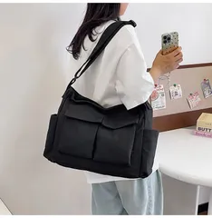 ショルダーバッグ メンズ 斜めがけ 肩掛け キャンバス サイドポケット 通勤 通学 習い事 部活 スポーツ ブラック