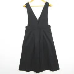 グローバルワーク GLOBAL WORK ジャンパースカート ロング丈 フレア Vネック 綿 F ブラック kz12358