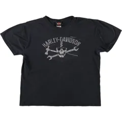 古着 ハーレーダビッドソン Harley-Davidson ドクロ柄 スカル柄 ファイヤーパターン モーターサイクル バイクTシャツ/eaa591351