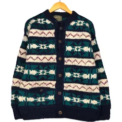 古着 80年代~ REY WEAR 総柄 HAND MADE ハンドメイド エクアドルニットカーディガン メンズL相当 ヴィンテージ/eaa594419