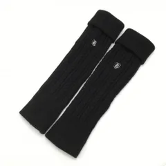 【美品】ジャックバニー ニットレッグウォーマー 黒 ケーブル編み 裏起毛  レディース  ゴルフウェア Jack Bunny