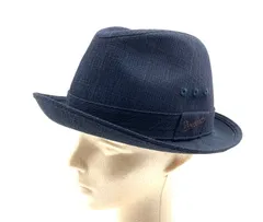 ■未使用タグ付き■BORSALINO ボルサリーノ　 フェドラハット　サイズ55cm 日本製　ネイビー　レディース　中折れ　ウール×ポリエステル　日本製　ラグジュアリー　高級のサムネイル