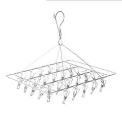 ピンチハンガー ステンレス ハンガ<!-利用不可文字-!> 34ピンチ 洗濯ばさみ 洗濯バサミ 折りたたみ 物干し フック 収納