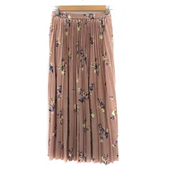 ニコアンド Niko and.. プリーツスカート ロング丈 マキシ丈 花柄 マルチカラー ピンクベージュ /YK10