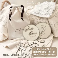 【ギフトバッグ入り】bcbasics 木製 マンスリーカード レターバナー 月齢フォト ベビー 写真撮影 出産祝い