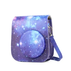 【人気商品】星空柄） 12/11/8/8+/9専用 携帯型（mini おしゃれ PUレザー 全面保護 落下防止 ショルダーストラップ付き 可愛いカメラバッグ チェキ保護ケース カメラケース ケース ケース ケース mini8 instax instax ins