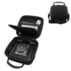 【特価商品】Fujifilm instax instax 肩ストラップ付きハードシェルバッグ 専用カメラアクセサリー wide wide EVO evo用全面保護型、大容量収納バッグ evoインスタントカメラWIDE ケース，チェキ Evo ブラック(BLAC