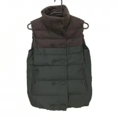 【美品】パーリーゲイツ 中綿ベスト ダークブラウン×黒 異素材 バイカラー レディース 1(M) ゴルフウェア サンプル品 PEARLY GATES