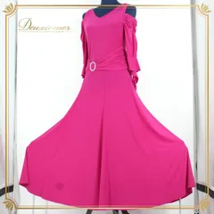社交ダンス 衣装 スタンダード ドレス ワンピース レッスンウェア パーティ衣装 女性用 レディース オールシーズン パープル系 ICHIOKU イチオク 紫 ラインストーン 無地 シンプル 派手 ドレープ 膝丈 カジュアル ストレッチ かわいい 大人ロングのサムネイル