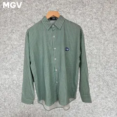 MGV 緑色と白のストライプ長袖シャツ XL(LL)サイズのサムネイル