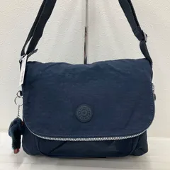 5517　Kipling キプリング　ショルダーバッグ　チャーム付き　モンキー　ゴリラ　ネイビー　無地　レディース　軽量　カジュアル　シンプル　ポケット多数　多機能　機能的