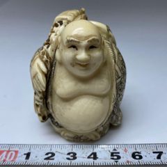 1279 珍品 九谷焼 お多福 染付 福助さん 置物 - メルカリ