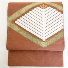 ［5746］名古屋帯 銀杏菱文様 お太鼓柄 つづれ織 八寸 正絹 着物