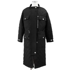 BURBERRY LONDON バーバリー ロンドン ロングコート パテッド リカルド・ティッシ期 ロゴ ボタン キルティング ノバチェックライニング ミリタリー スタンドカラー ドロップショルダー ラミー/コットン メンズ サイズ S ブラック 黒 伊製