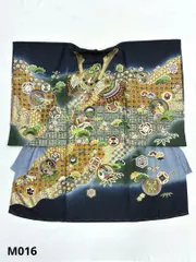 祝着 産着 一つ身 お宮参り 金彩 紋意匠 兜 龍 吉祥文様 刺繍 長襦袢セット M016