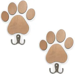 Queen-b ウォール ハンガー 2個セット 肉球 壁フック 木製 猫 足跡 かわいい 壁掛け 壁面 収納 バッグ 帽子 ペット用品 インテリア 雑貨 玄関 リビング 子供部屋 (ホワイト)