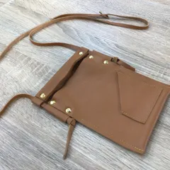 本革　スマホショルダー　ハンドメイド　レザークラフト