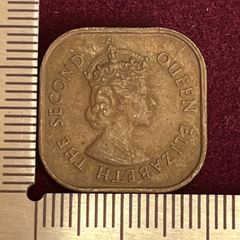 【銅貨】1956年 マラヤ・ボルネオ英領 1セント／エリザベス2世戴冠初期の角丸銅貨 468