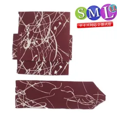 作り帯 お太鼓 付帯 二部式帯 染め名古屋帯 全通柄 造り帯 簡単装着着物 S/M/L 九寸名古屋帯  赤茶地