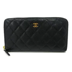 【三重本店】 中古 CHANEL | シャネル ココマーク キャビアスキン ラウンドファスナー長財布 A50097 マトラッセ ブラック 【125】