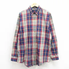 XL/古着 アロー 長袖 シャツ メンズ 90s ボタンダウン 紺 ネイビー チェック 25oct29 中古 トップス