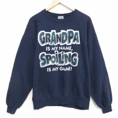 XL/古着 ジャージーズ 長袖 スウェット メンズ 90s メッセージ クルーネック 紺 ネイビー 25oct29 中古 スエット トレーナー トップス