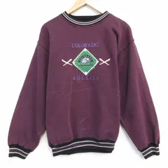 L/古着 長袖 スウェット メンズ 90s MLB コロラドロッキーズ 刺繍 クルーネックエンジ メジャーリーグ ベースボール 野球 spe 25oct29 中古