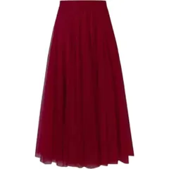 ☆ ワインレッド ☆ 85CM ☆ チュールスカート ロング レディース 春 夏 秋 おしゃれ tlsk023 チュール スカート ロング ロングスカート チュールスカート ボトムス ひざ下 膝下 レディース 大人 きれいめ おしゃれ かわいい プリーツ