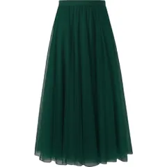 ☆ ダークグリーン ☆ 75CM ☆ チュールスカート ロング レディース 春 夏 秋 おしゃれ tlsk023 チュール スカート ロング ロングスカート チュールスカート ボトムス ひざ下 膝下 レディース 大人 きれいめ おしゃれ かわいい プリーツ