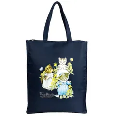 ☆ KITTENS.ネイビー ☆ ピータ―ラビット トートバッグ  トートバッグ ピーターラビット PETER RABBIT A4サイズ対応 手持ちタイプ サブバッグ 縦型トートバッグ 女性 シンプル おしゃれ かわいい バッグ カバン 買い物 お稽古