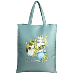 ☆ KITTENS.グリーン ☆ ピータ―ラビット トートバッグ  トートバッグ ピーターラビット PETER RABBIT A4サイズ対応 手持ちタイプ サブバッグ 縦型トートバッグ 女性 シンプル おしゃれ かわいい バッグ カバン 買い物 お稽古