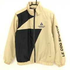 【美品】ルコックゴルフ 2WAY中綿ジャケット ベージュ×黒 黒地地模様 袖着脱可 メンズ L ゴルフウェア le coq sportif