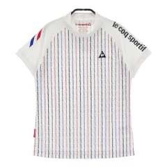 サイズ：L LE COQ GOLF ルコックゴルフ  ハイネック 半袖Tシャツ ロゴ ストライプ柄 ホワイト系 [240101546410] ゴルフウェア レディース ストスト