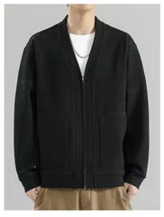 ジャケット ジップアップ  カーディガン トップス アウター ポケット付き ｖネック 無地 ゆったり 大きいサイズ 春 秋 冬