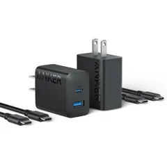 【新品・2営業日で発送】ANKER アンカー Anker USB充電器 Charger (20W. 2-port) with USB-C ＆ USB-C ケーブル 2個セット ブラック (B2348112 1695)