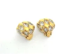 ■美品■ NINA RICCI ニナリッチ ラインストーン クリップ式 イヤリング アクセサリー レディース ゴールド系×シルバー系 DK3934