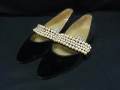 GIANNI VERSACE ジャンニ ヴェルサーチ ベロア ヒール パンプス 表記サイズ34 1/2(約21.5cm) 靴 シューズ レディース ブラック系 DK5603のサムネイル