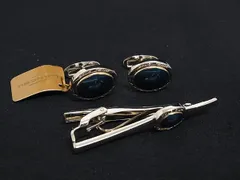 ■美品■ LANCEL ランセル ネクタイピン カフリンクス カフスボタン 2点セット ビジネス 紳士 メンズ ゴールド系×ブルー系 DK5718のサムネイル