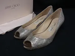 JIMMY CHOO ジミーチュウ オープントゥ グリッター ヒール パンプス 表記サイズ35(約22.0cm) 靴 シューズ シルバー系 DK6718