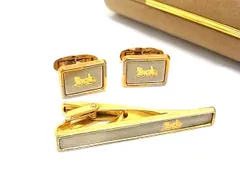 ■美品■ CELINE セリーヌ 馬車 ヴィンテージ カフスボタン カフリンクス ネクタイピン アクセサリー 2点セット シルバー系 DK6938