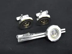 RADO ラドー カフスボタン カフリンクス タイクリップ ネクタイピン ビジネス 紳士 メンズ 2点セット シルバー系×ゴールド系 DK7273