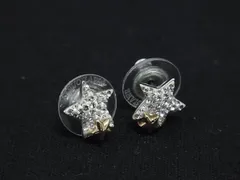 ■美品■ SWAROVSKI スワロフスキー スター 星 ラインストーン ピアス アクセサリー レディース アイボリー系×ゴールド系 DK7279