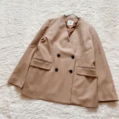 ナノユニバースnano universe ノーカラー　ジャケット　ダブルジャケット　キャメル　新品　テーラード