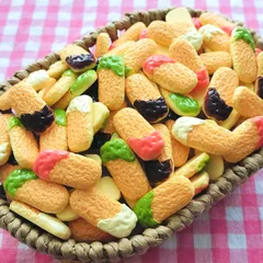 【119-お】100個 デコパーツ ミニチュア クッキー ビスケット チョコがけ ミックス まとめ売り