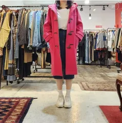 milaオーウェン 丈夫なウール ピンク フード ダッフルコート