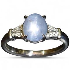大粒 非加熱 スターサファイア 9.31ct ダイヤ セミアンティーク リング 