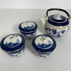 NIKKO ダブルフェニックス 山水鳳凰 急須 湯呑セット 昭和レトロ シノワズリ 茶器セット 日本硬質陶器