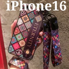 ネック ストラップ 付き エスニック柄 iPhone16 ケース おしゃれ 便利  iPhoneケース  スマホケース  首掛け レディース メンズ